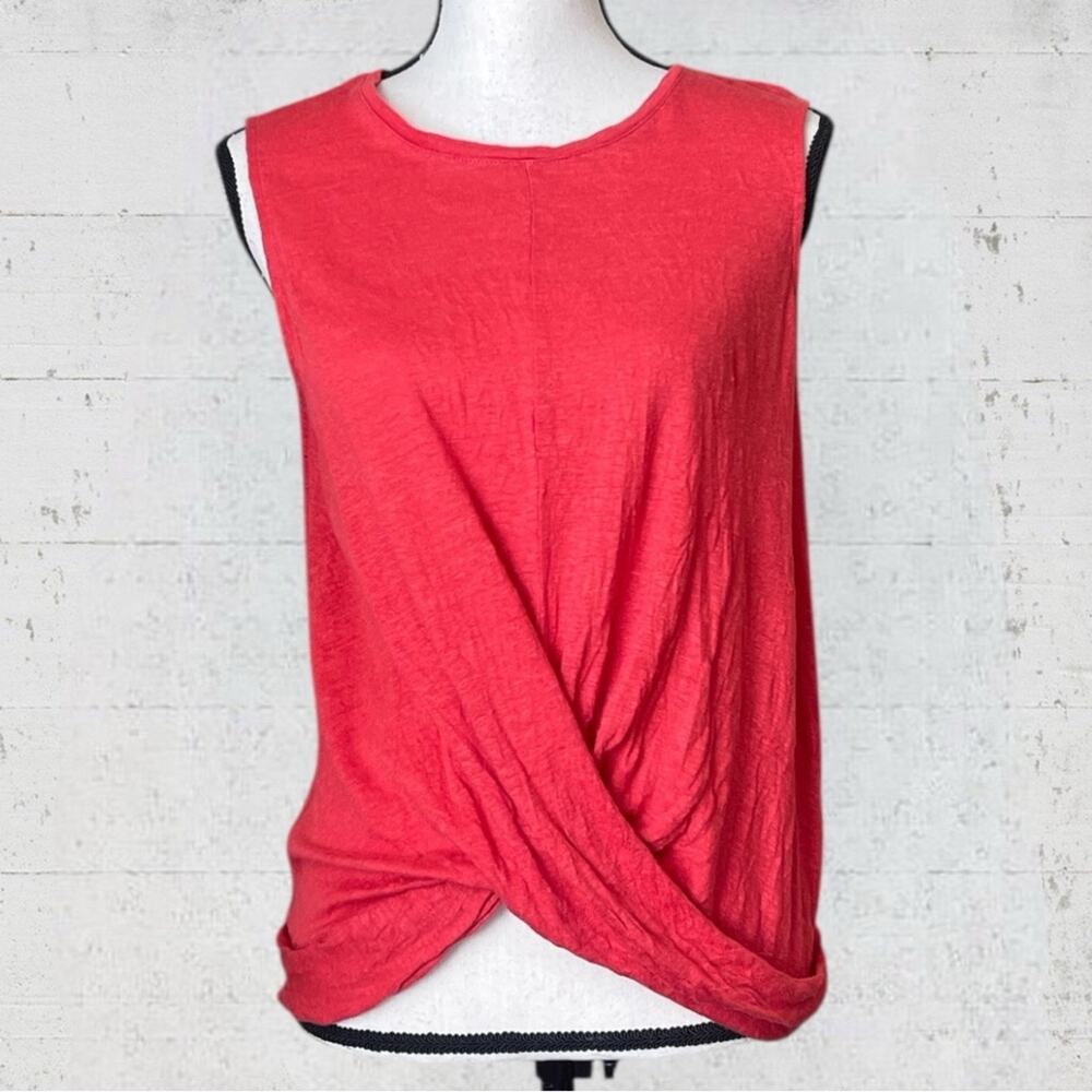 J. Jill Love Linen Women Small 100% Linen Twist Front Sleeveless Tank Minimalist